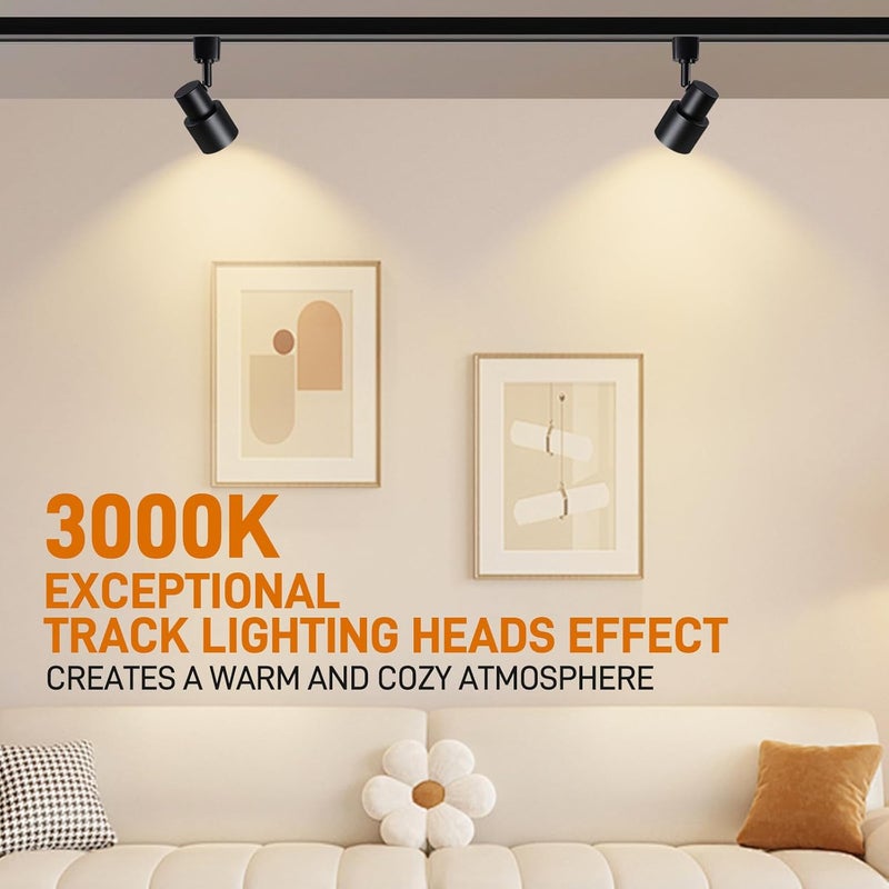 AIBISOD 10W H Track Lighting Heads, Dimmable LED Track Lighting Heads Fixtures Bright 3000K Warm White Track Light Head for Accent Task Art, Flicker Free CRI90+ 24° 900lm (Black, 10W - 4 Pack) - Image 4